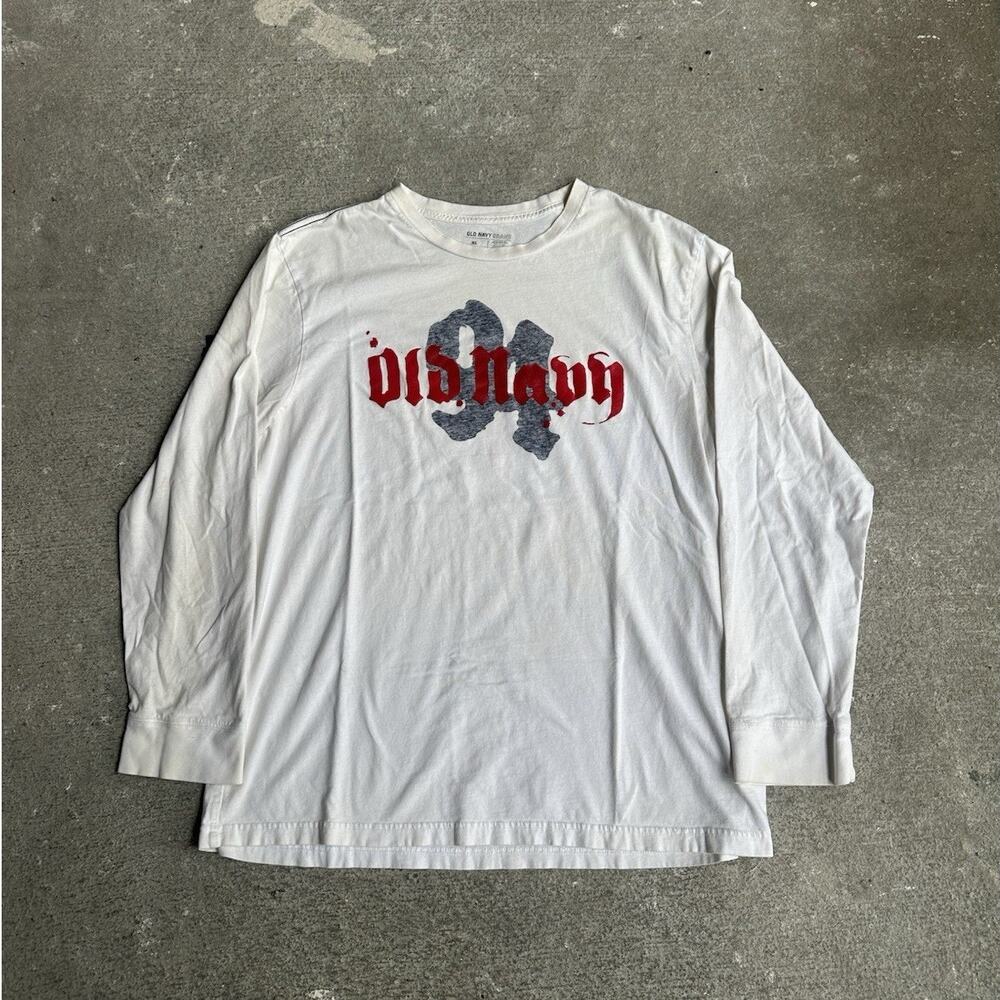 Vintage Y2K Old Navy Olde English Long Sleeve Shirt Men’s XL